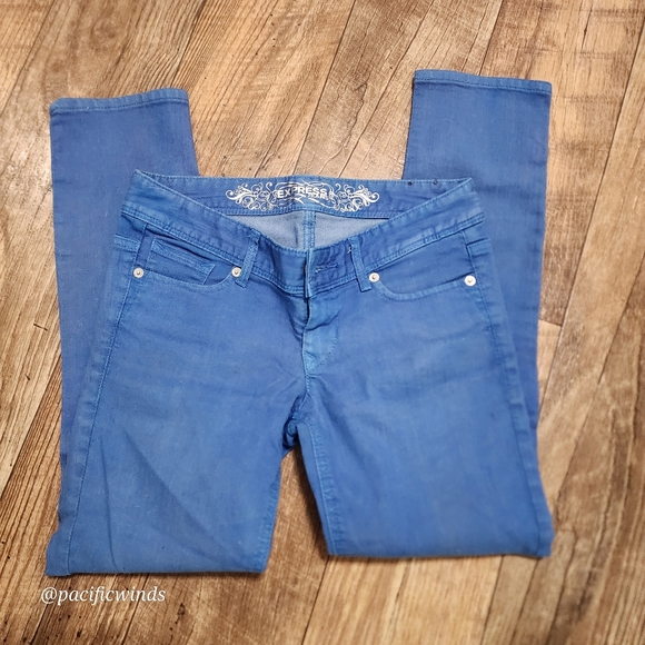 CROP JEAN LEGGINGS EXPRESS SIZE 0 BLUE - Picture 1 of 8